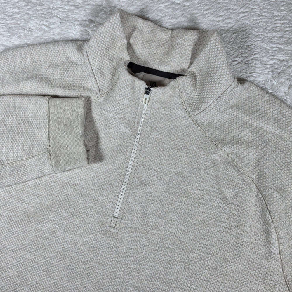 NEW VRST 1/4 Zip Pullover Mens XL Beige Stretch Waffle Knit Textured Mock Neck